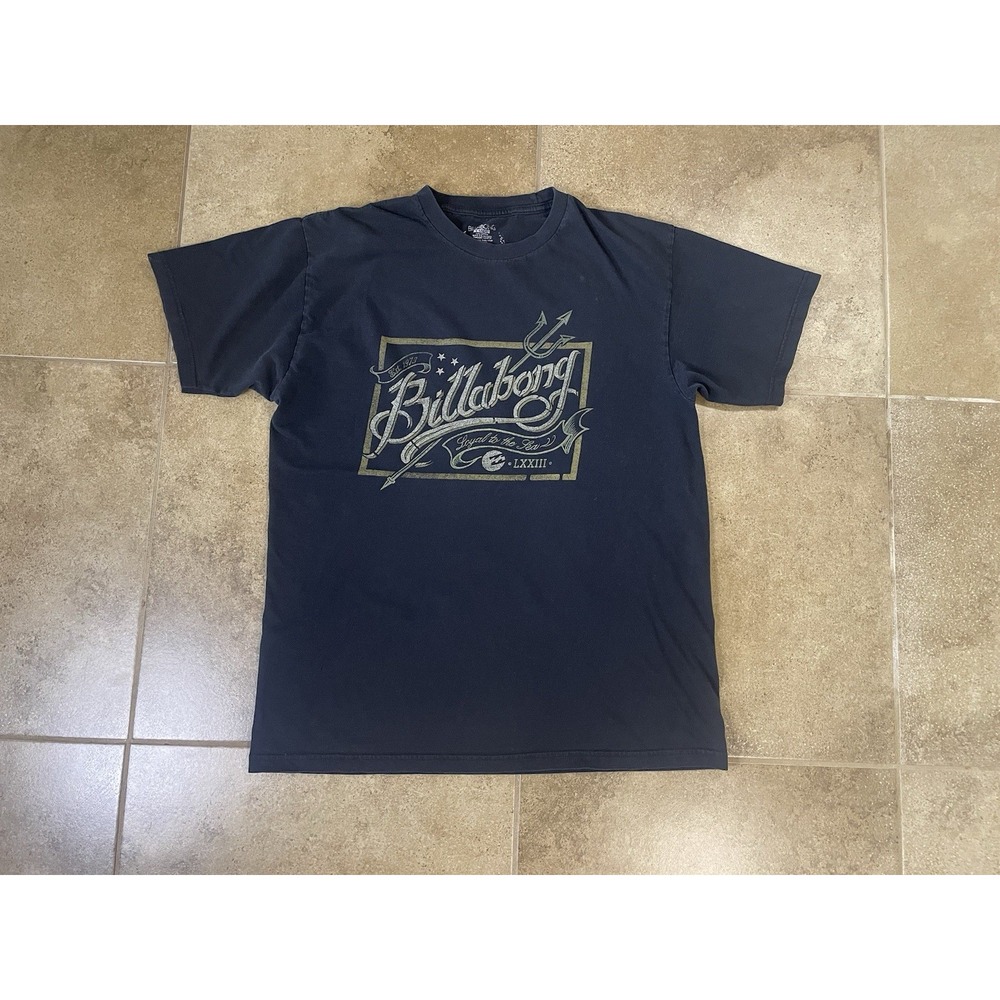 Y2K Billabong T-Shirt Men's Sz L Black Washed Surfing Skate Short Sleeve Tee